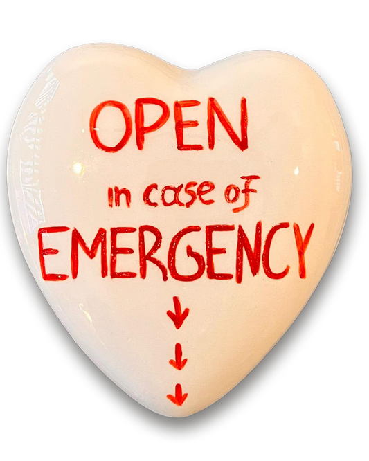 "Open Emergency" Ceramic Heart Box