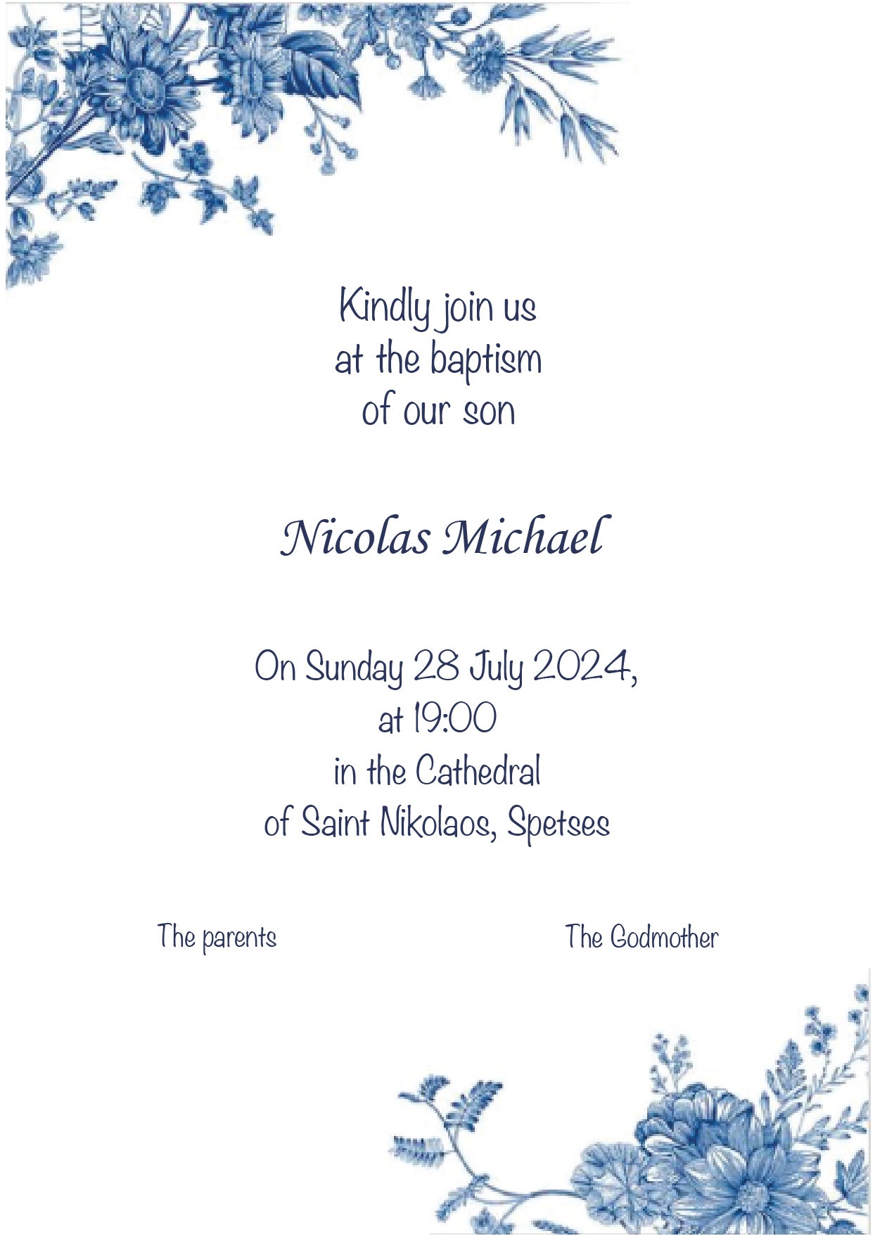 Invitation Blue Flowers