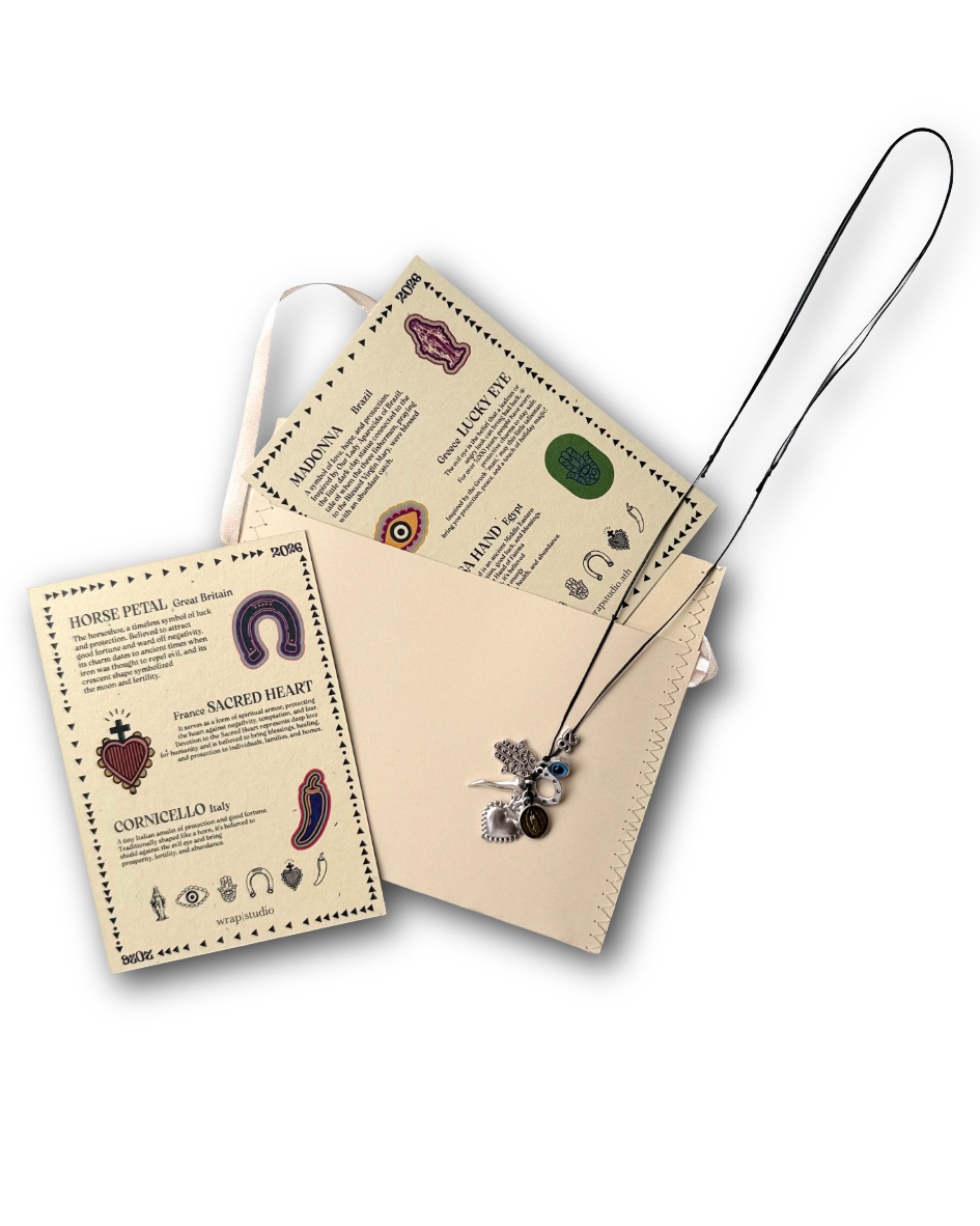 6 charms necklace | gold wax thread