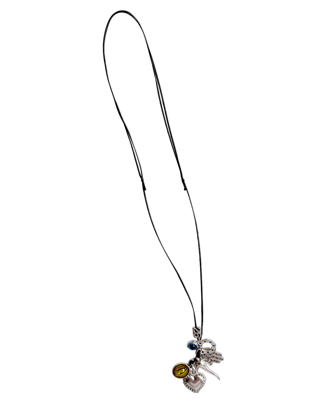 6 charms necklace | black wax thread