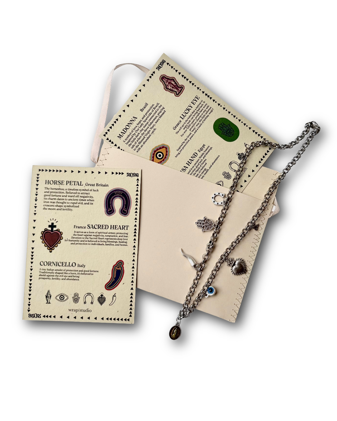 6 charms necklace | silver chain