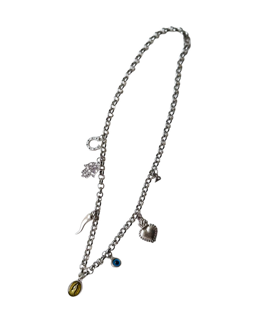 6 charms necklace | silver chain