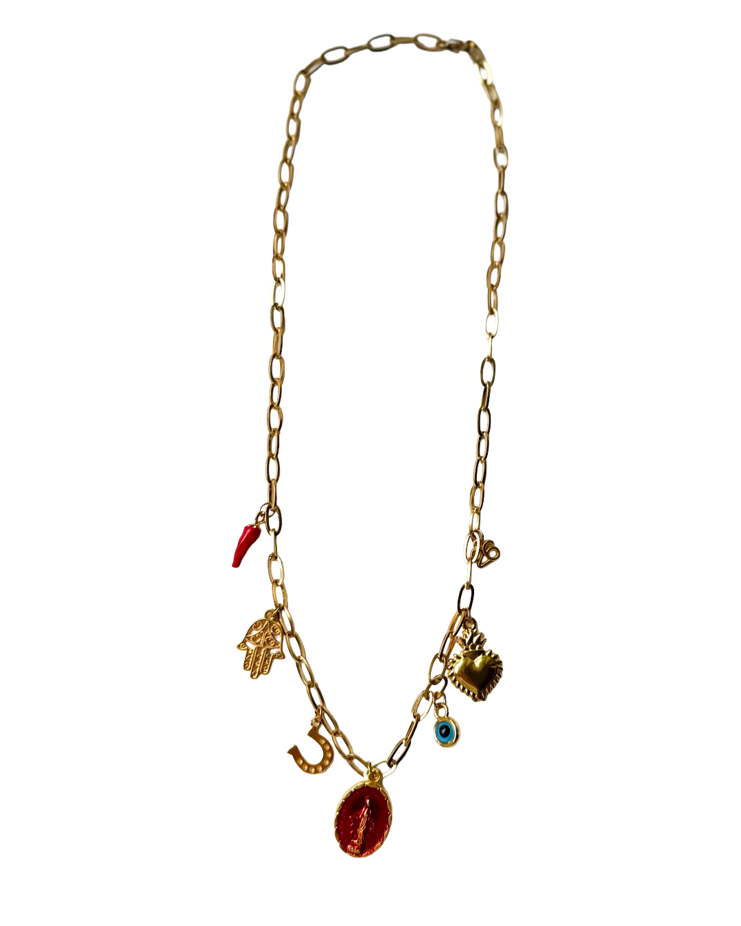 6 charms necklace | gold chain