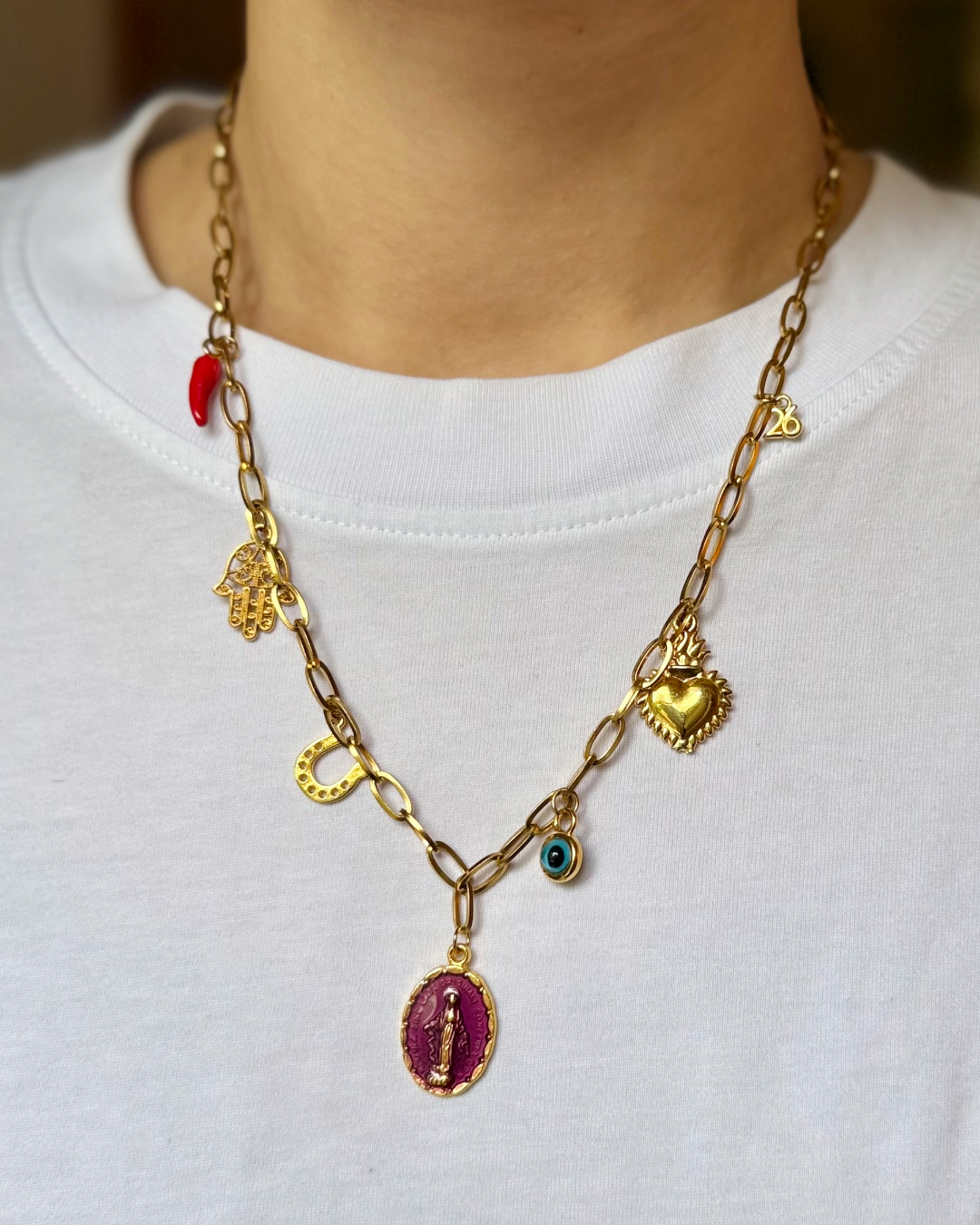 6 charms necklace | gold chain
