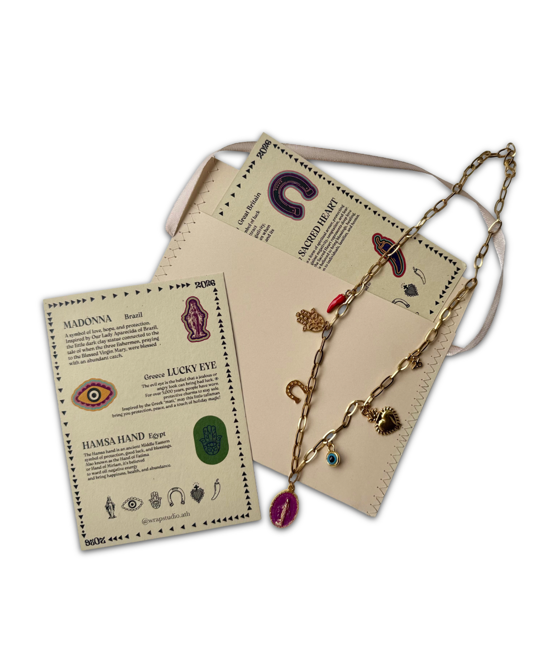 6 charms necklace | gold chain