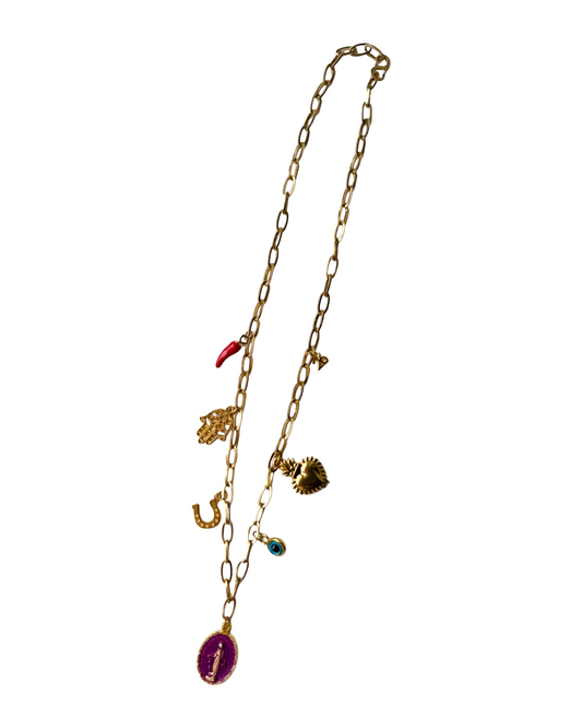 6 charms necklace | gold chain