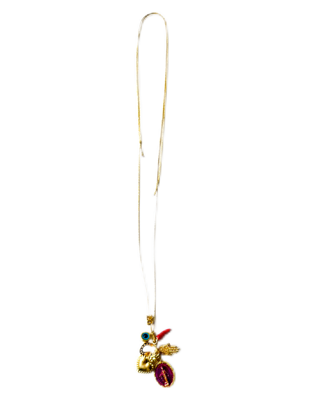 6 charms necklace | gold wax thread